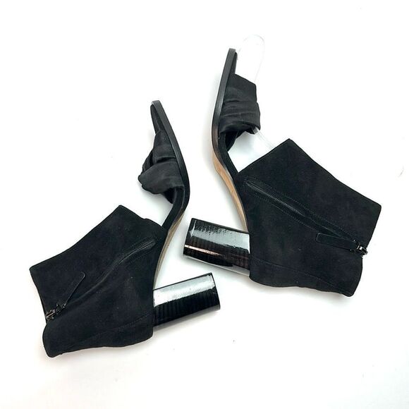 New Zero + Maria Cornejo Black Open Toe Bootie Black Suede Heels Shoes Italy 37 - Picture 5 of 14